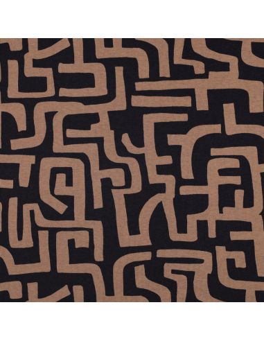 Tissu jogging abstrait - Brun et bleu marine