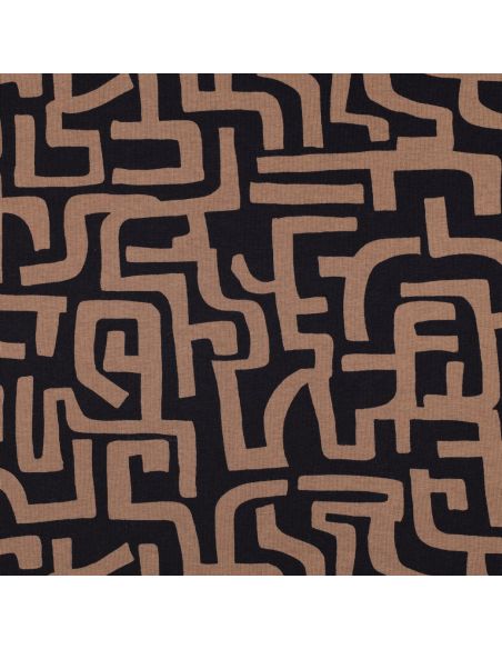 Tissu jogging abstrait - Brun et bleu marine