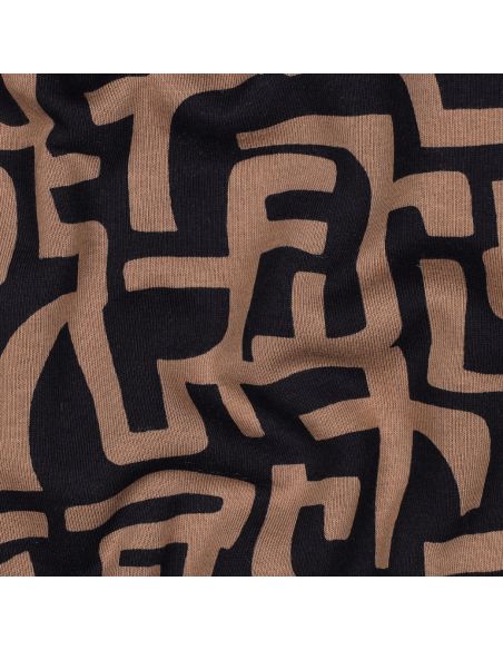 Tissu jogging abstrait - Brun et bleu marine