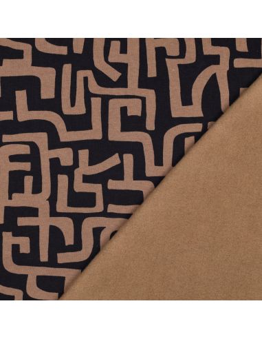 Tissu jogging abstrait - Brun et bleu marine