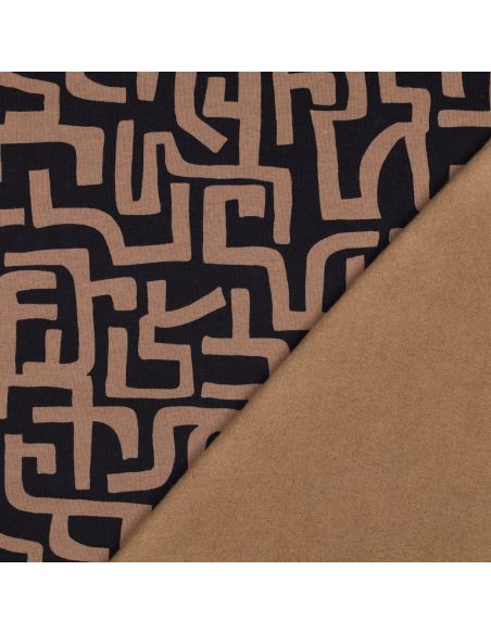 Tissu jogging abstrait - Brun et bleu marine
