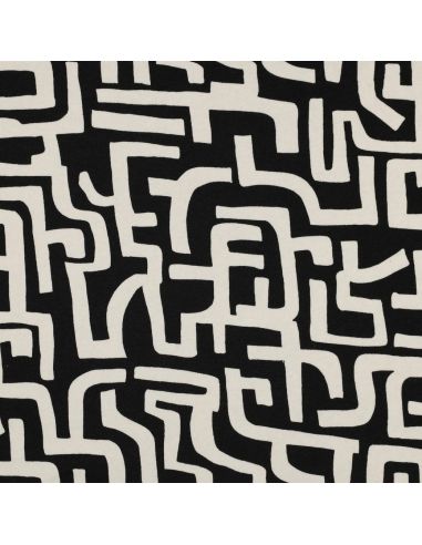 Tissu jogging abstrait - Naturel et noir