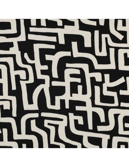 Tissu jogging abstrait - Naturel et noir