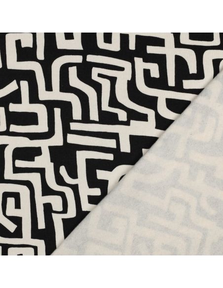 Tissu jogging abstrait - Naturel et noir