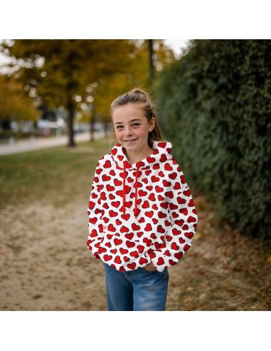 Tissu jogging coeur - Blanc cassé
