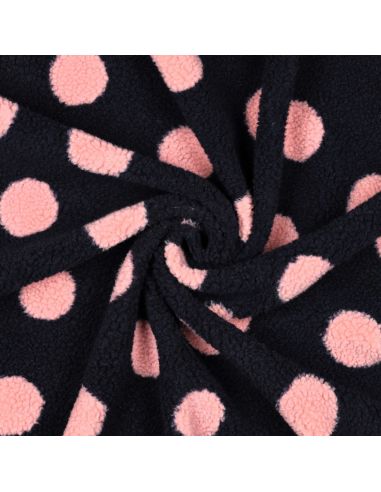 Tissu fourrure Teddy - Gros pois rose