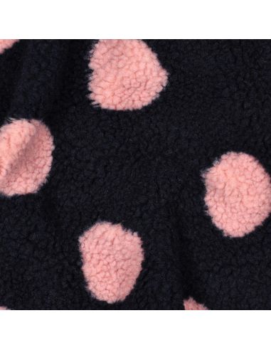 Tissu fourrure Teddy - Gros pois rose