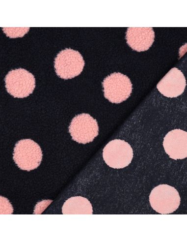 Tissu fourrure Teddy - Gros pois rose