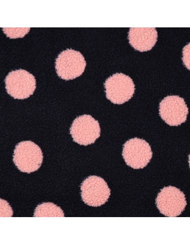 Tissu fourrure Teddy - Gros pois rose