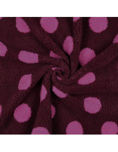 Tissu fourrure Teddy - Gros pois fuchsia