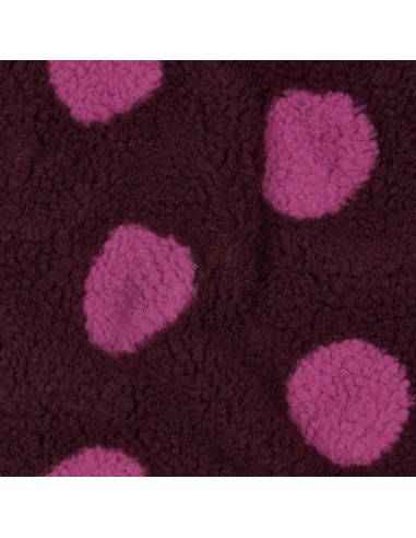 Tissu fourrure Teddy - Gros pois fuchsia