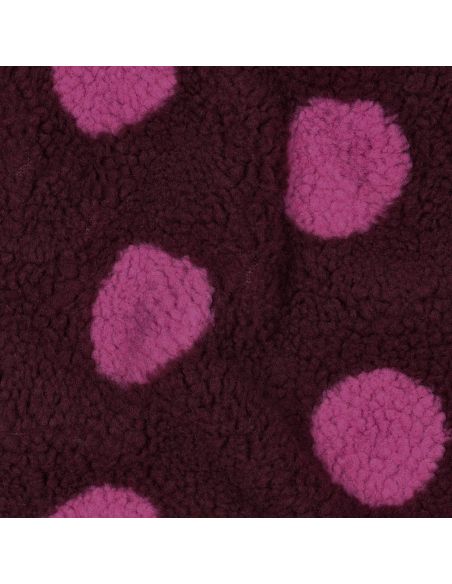 Tissu fourrure Teddy - Gros pois fuchsia