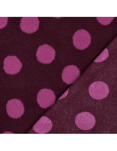 Tissu fourrure Teddy - Gros pois fuchsia