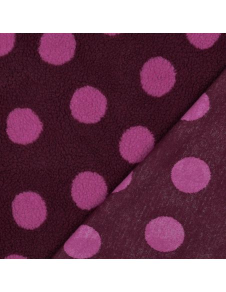 Tissu fourrure Teddy - Gros pois fuchsia