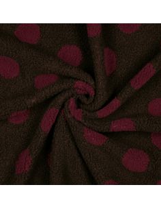 Tissu fourrure Teddy - Gros pois burgundy