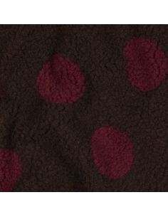 Tissu fourrure Teddy - Gros pois burgundy 2