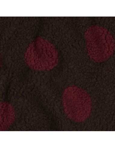 Tissu fourrure Teddy - Gros pois burgundy