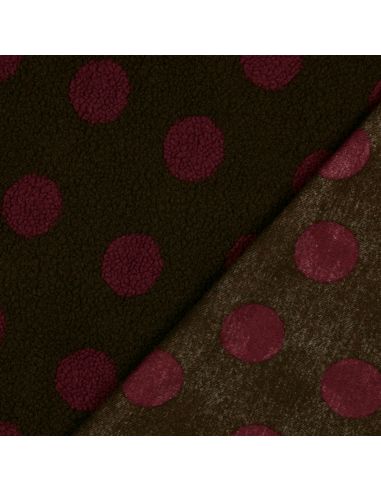 Tissu fourrure Teddy - Gros pois burgundy
