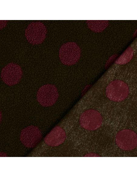 Tissu fourrure Teddy - Gros pois burgundy