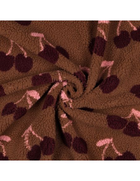Tissu fourrure Teddy - Cerise bordeaux