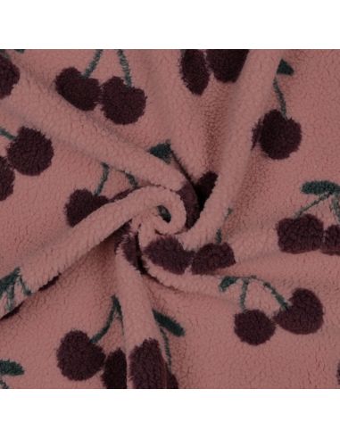 Tissu fourrure Teddy - Cerise rouge foncé