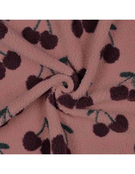 Tissu fourrure Teddy - Cerise rouge foncé