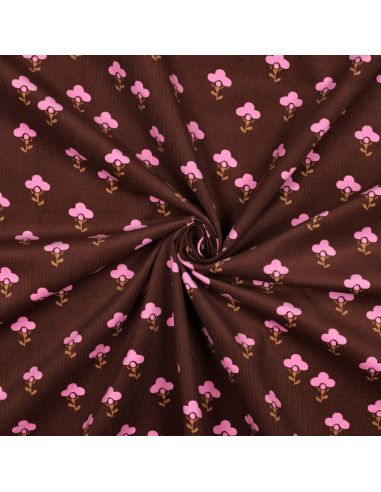 Tissu velours milleraies fantaisie - Armelle fond brun