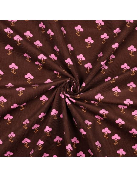 Tissu velours milleraies fantaisie - Armelle fond brun