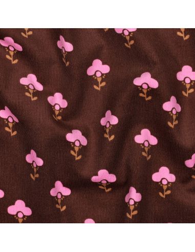 Tissu velours milleraies fantaisie - Armelle fond brun