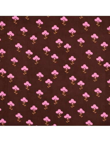 Tissu velours milleraies fantaisie - Armelle fond brun