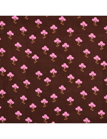 Tissu velours milleraies fantaisie - Armelle fond brun
