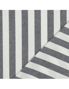 Tissus coton rayé fil teint - Bleu marine