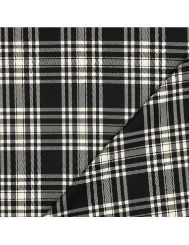 Tissus tartan écossais - Noir et écru