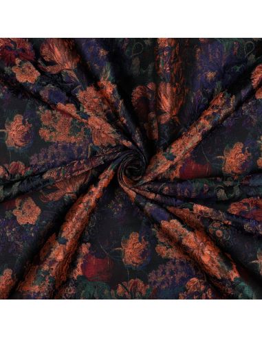 Tissu jacquard - Fleurs d'automnes
