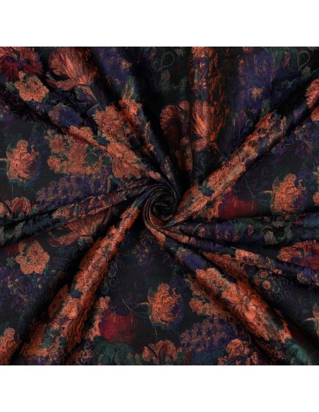 Tissu jacquard - Fleurs d'automnes