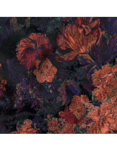 Tissu jacquard - Fleurs d'automnes