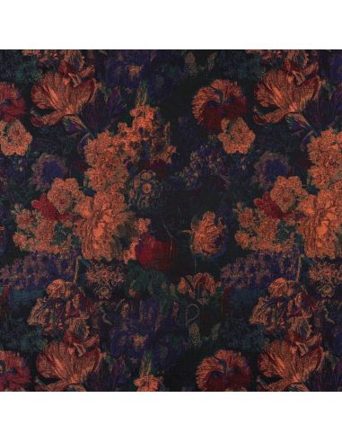 Tissu jacquard - Fleurs d'automnes