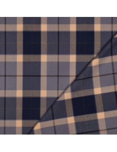 Tissus tartan écossais - Bleu marine et camel