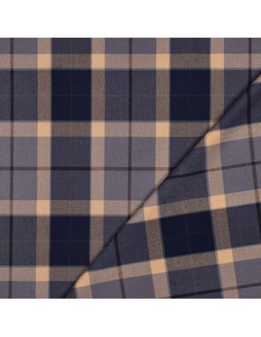 Tissus tartan écossais - Bleu marine et camel