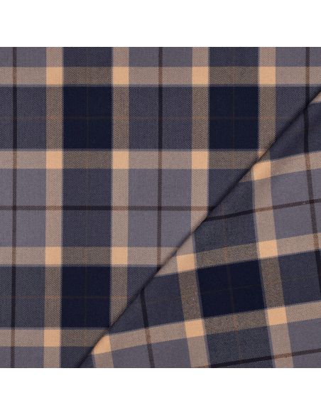 Tissus tartan écossais - Bleu marine et camel