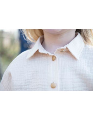 Tissu double gaze de coton irisé - Écru