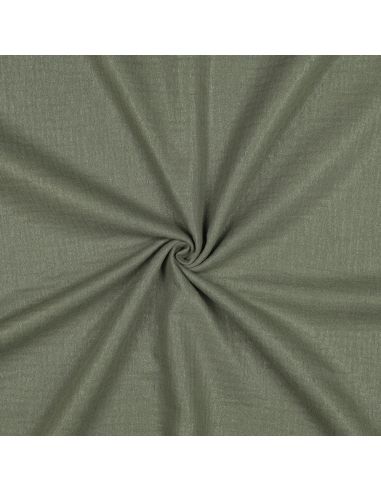 Tissu double gaze de coton irisé - Kaki