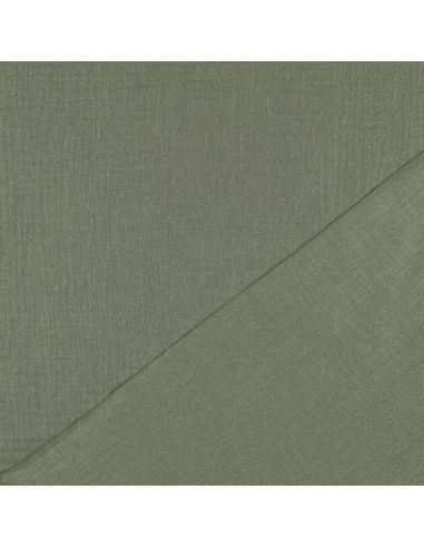 Tissu double gaze de coton irisé - Kaki