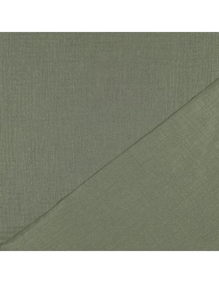 Tissu double gaze de coton irisé - Kaki