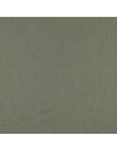 Tissu double gaze de coton irisé - Kaki