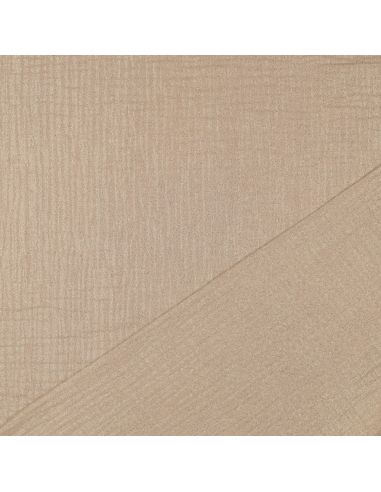 Tissu double gaze de coton irisé - Beige
