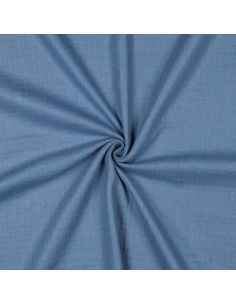 Tissu double gaze de coton irisé - Indigo