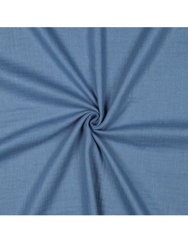 Tissu double gaze de coton irisé - Indigo