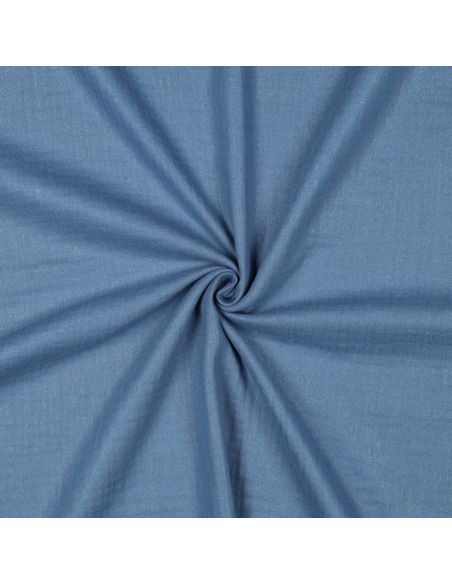 Tissu double gaze de coton irisé - Indigo