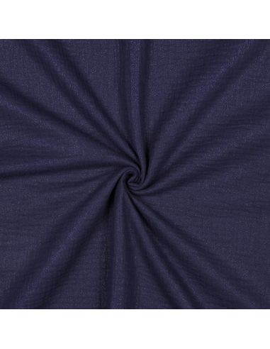 Tissu double gaze de coton irisé - Bleu marine